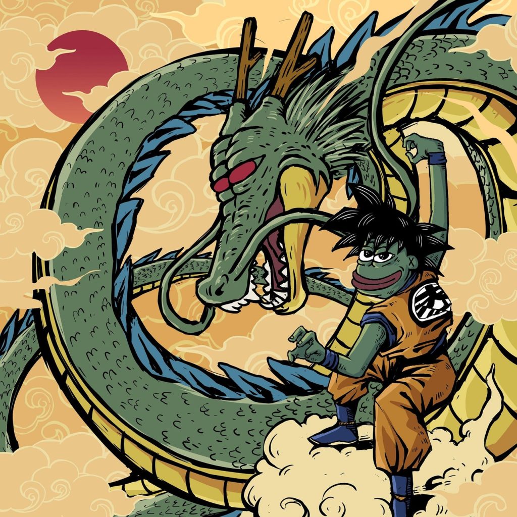 Das Meme "Pepe der Frosch" (Pepe the frog) wird gern für Online-Spaß verwendet, wie hier als Satire auf Son Goku aus dem Anime Dragon Ball Z. Doch das Meme wurde auch schon von politischen Extremisten für Kampagenn verwendet (Foto CC0 von Yungart via Pixabay).