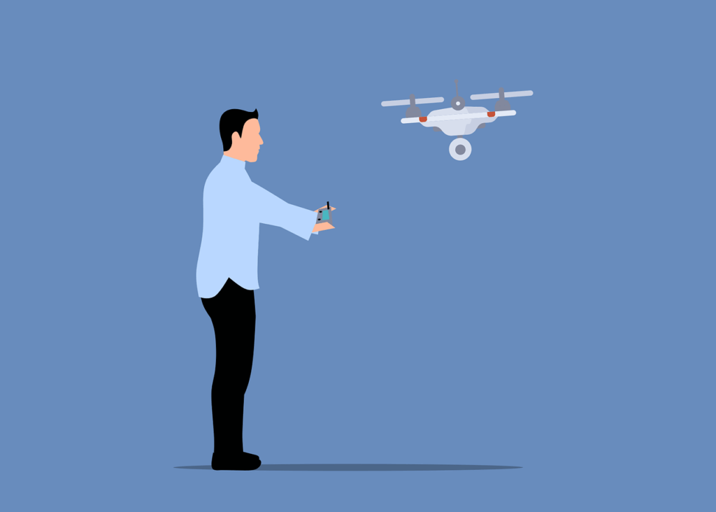 drone, man, service, technology, control, flying, automation, computer, automated, innovation, automatic, carrier, quadcopter, online, order, laptop, package, internet, cartoon